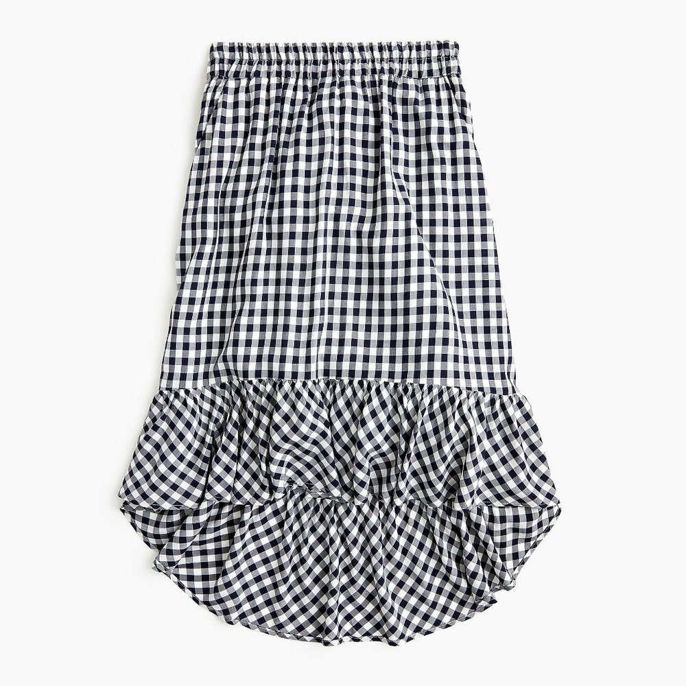 J. Crew Pull On Midi Skirt in Navy Gingham Size Small